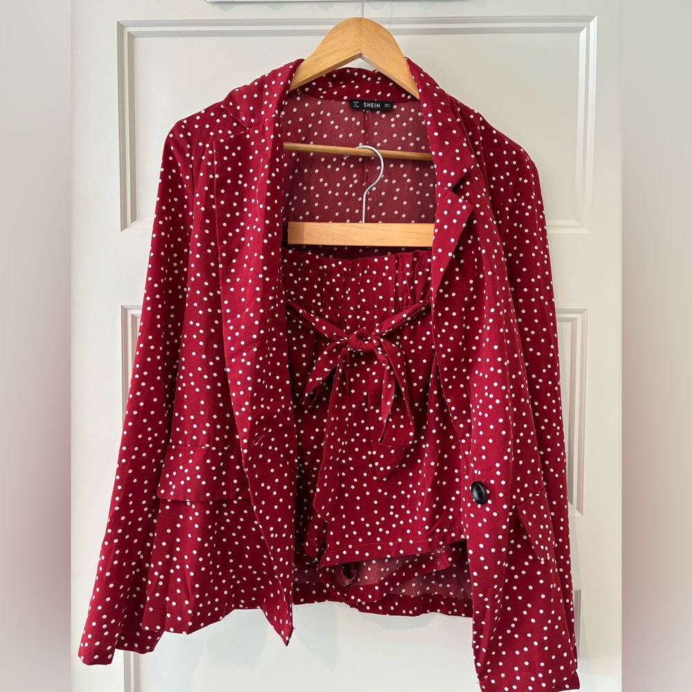 Red Polka Dot Blazer and Top Set